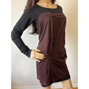 Cop Copine Polka Dot Long Sleeve Mini Dress Y2K Avant Garde Draped Stretch 36 S